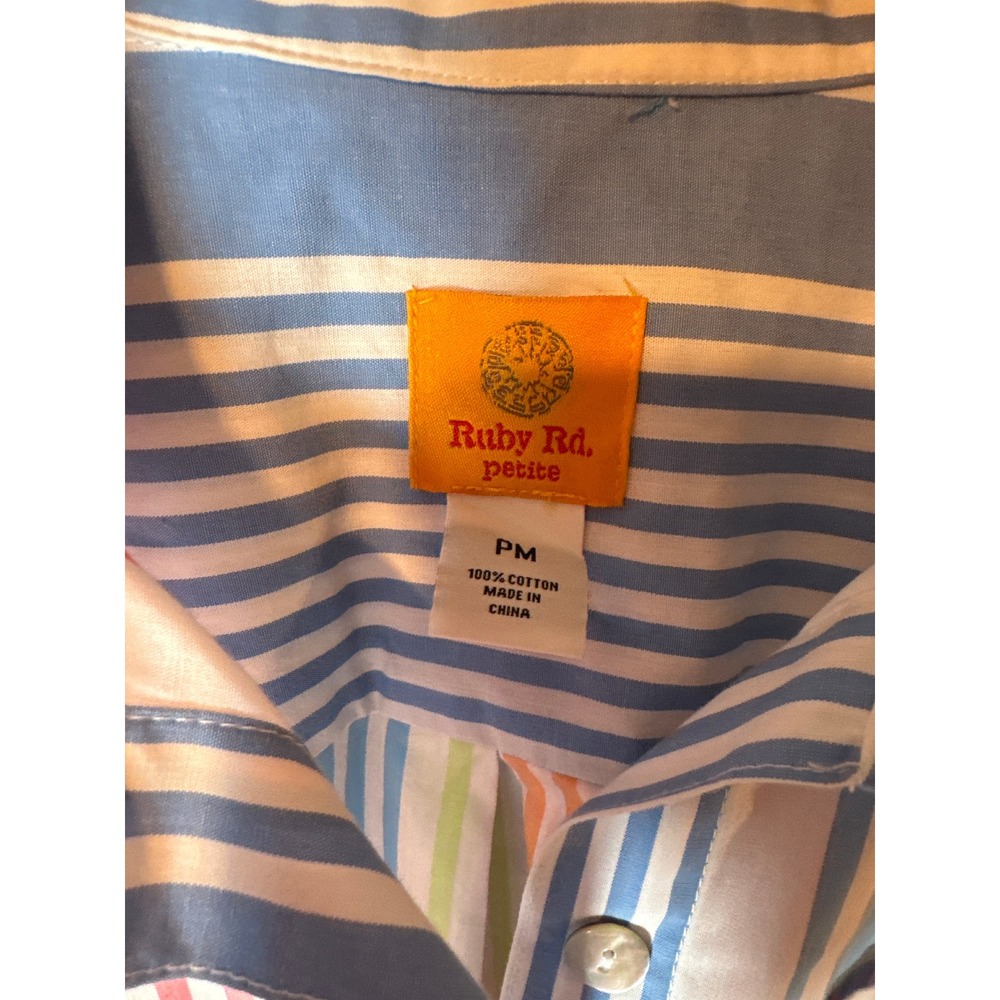 Ruby Rd Petite Multicolor Striped Button Down Shi… - image 5